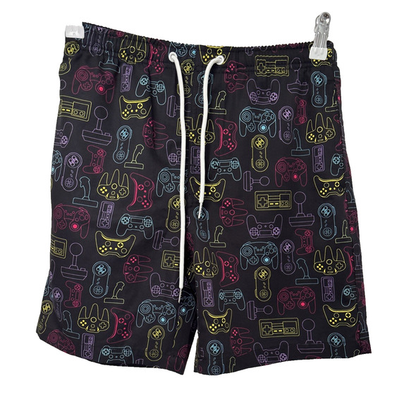 Lucowee Boys Large Swim Shorts Trunks Video Game Controllers Beach Surf Resort - Picture 1 of 7